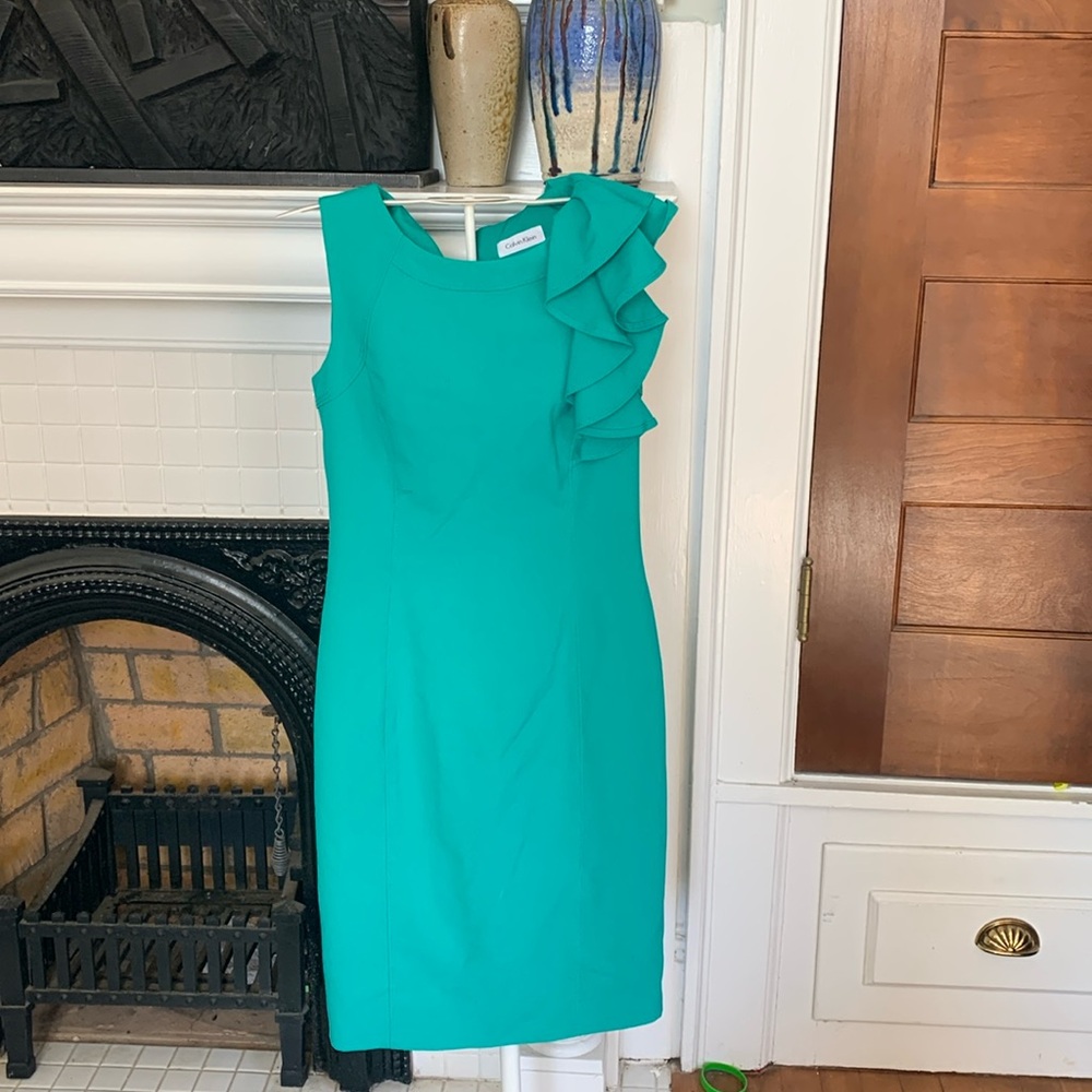 Calvin Klein ruffle sleeve dresss. Worn about 4-5x